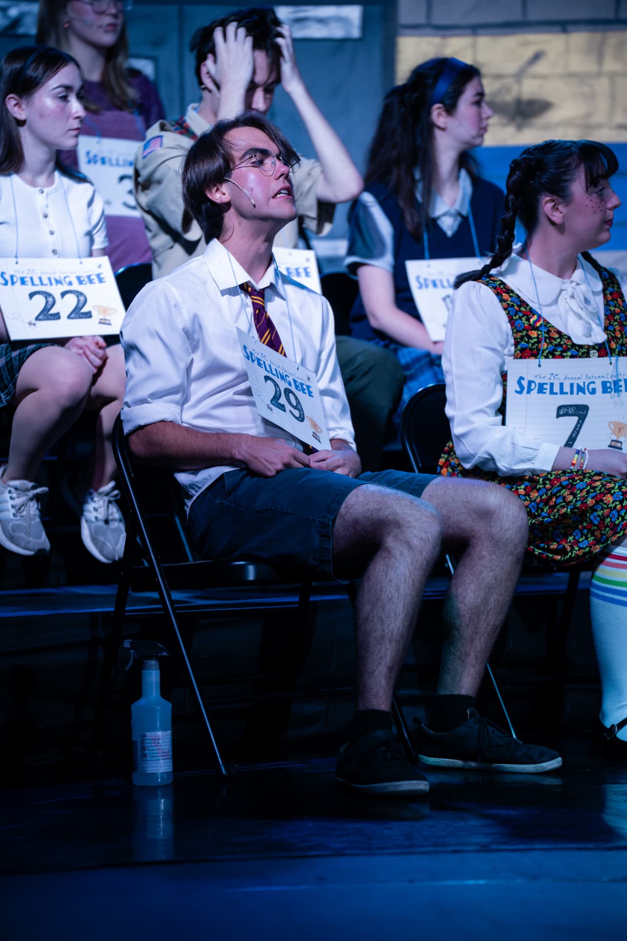 Richard Jordan seated among the spellers with his number 29 card during Putnam County Spelling Bee
