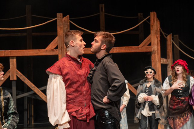 Richard Jordan face to face with another actor in a period stage confrontation