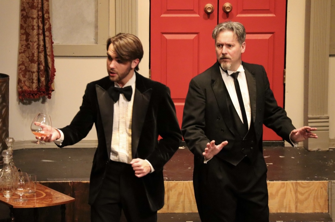 Richard Jordan and another actor throwing up their hands in CLUE